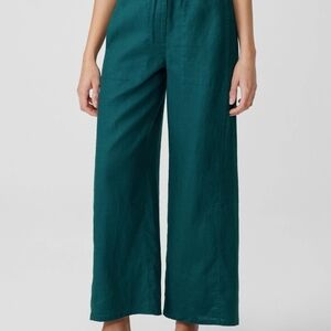 Eileen Fisher Organic Linen Wide Trouser Pant Large
